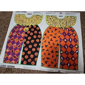 Vtg Halloween Clown Costume Manes Organization Fabric Cut Sew Pattern Preschool